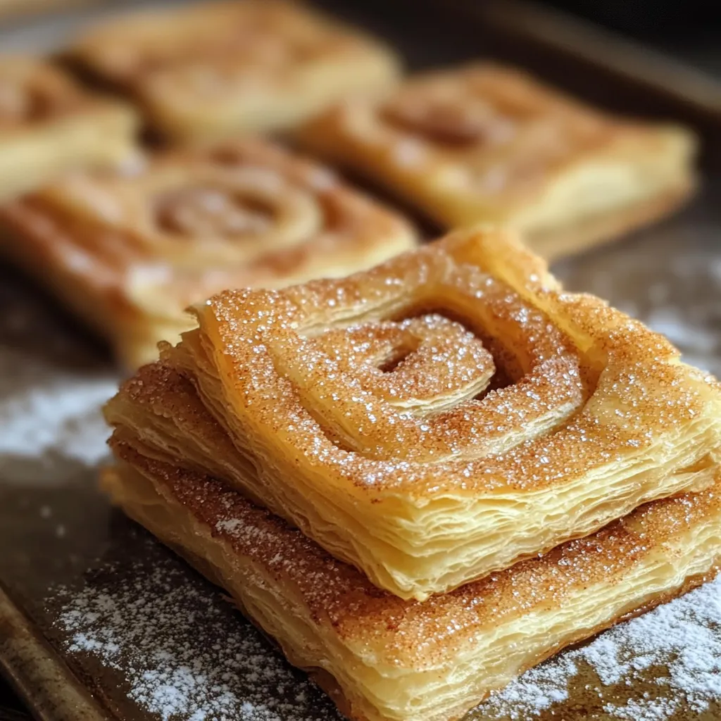 Une pile de palmiers saupoudrés de sucre glace.