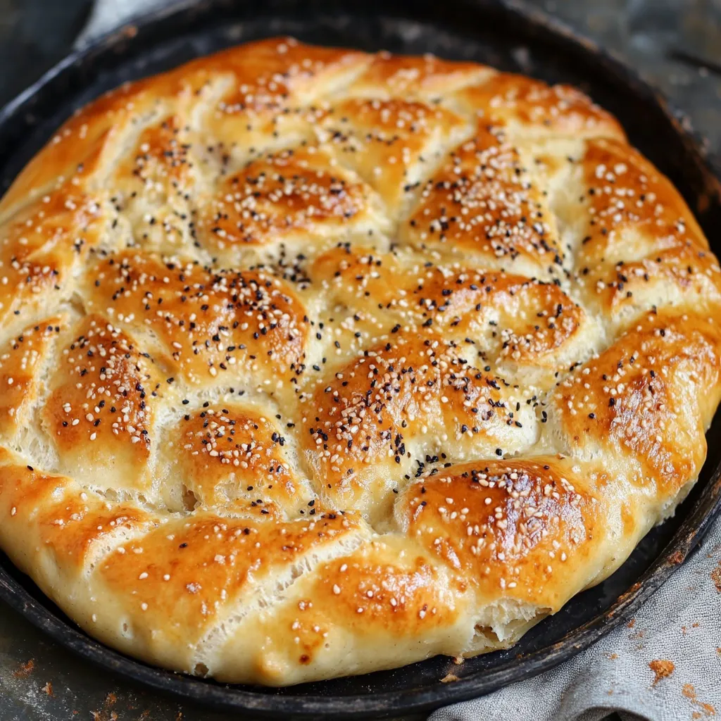 Un pain plat avec des graines de sésame sur le dessus.