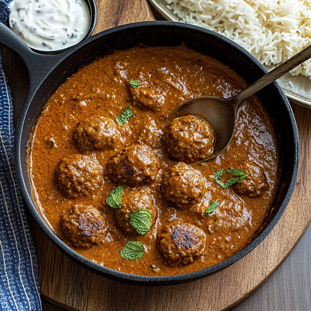 Un bol de boulettes avec une cuillère dedans.