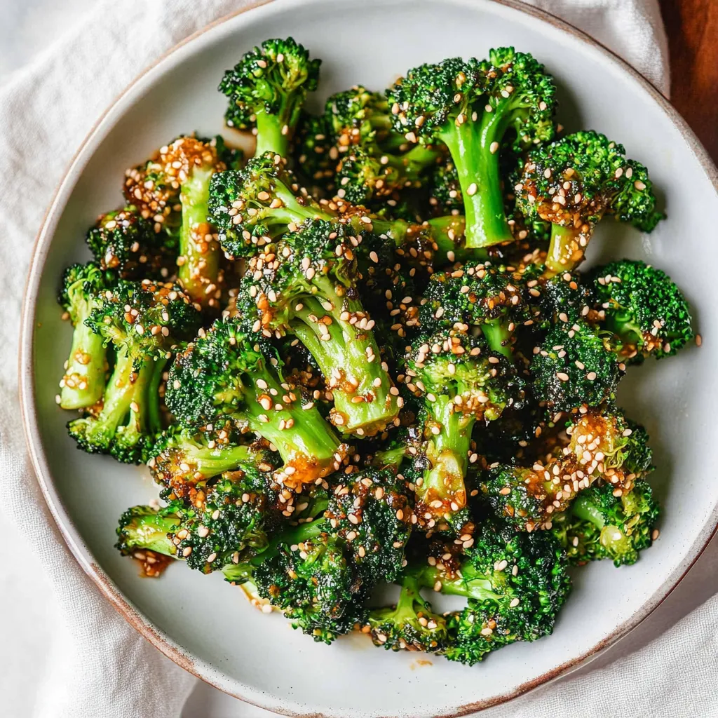 Une assiette de brocoli épicé et croustillant.