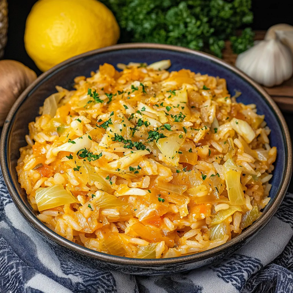 Un bol de riz aux légumes et un quartier de citron.