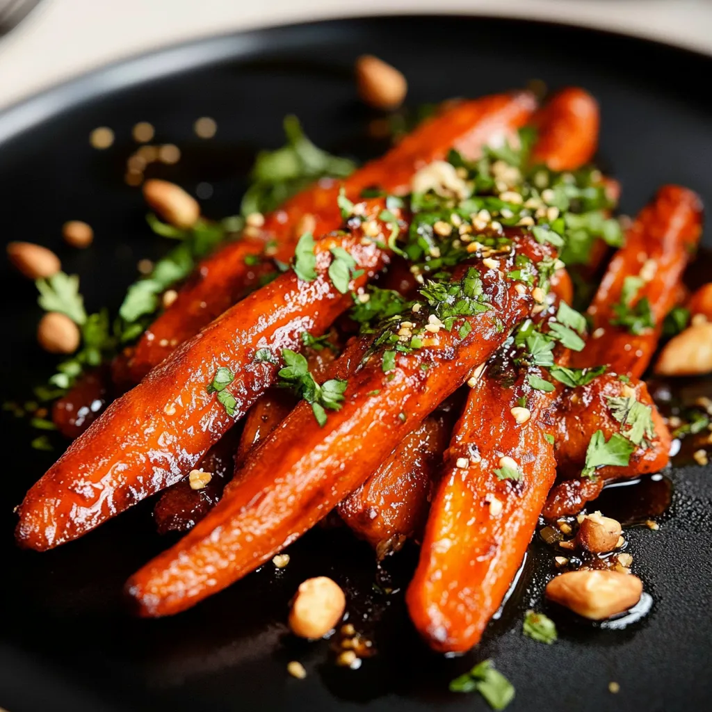 Une assiette de carottes coupées, croquantes et épicées avec quelques noix.