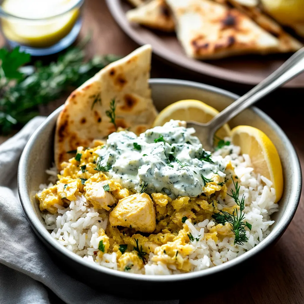 Un bol de riz accompagné de citron et de yaourt.