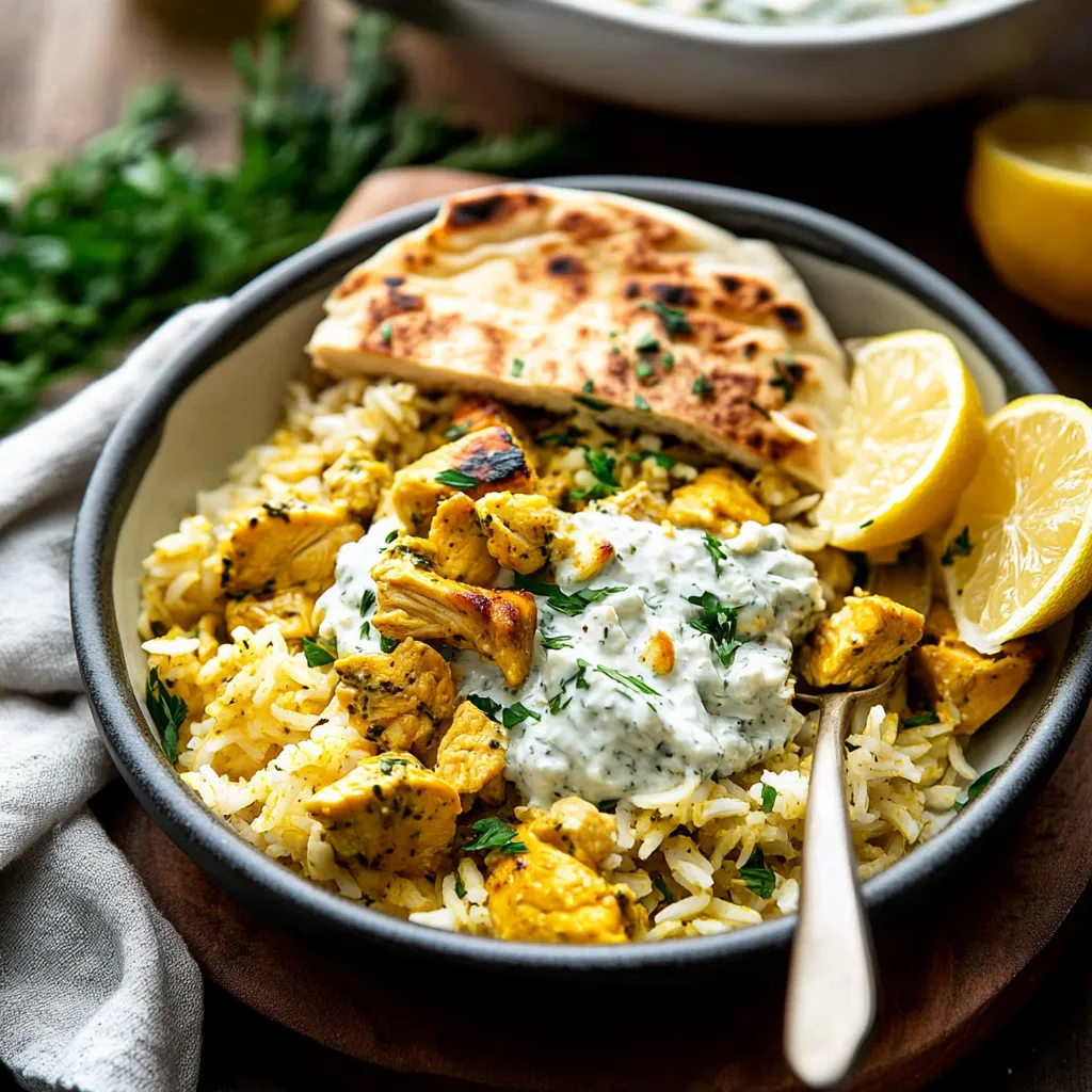 Bol de riz avec quartiers de citron et une cuillère.