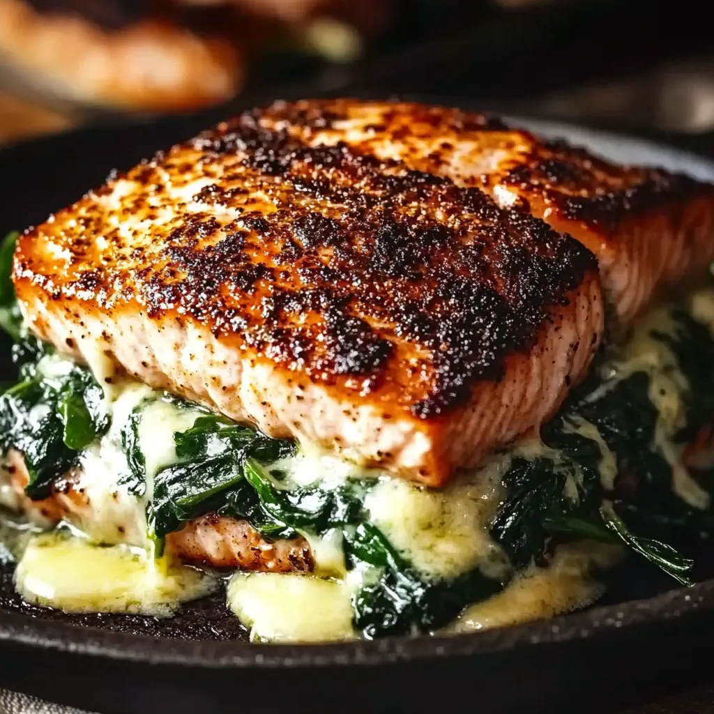 Un filet de poisson à bordures bien grillées avec quelques légumes verts à côté.