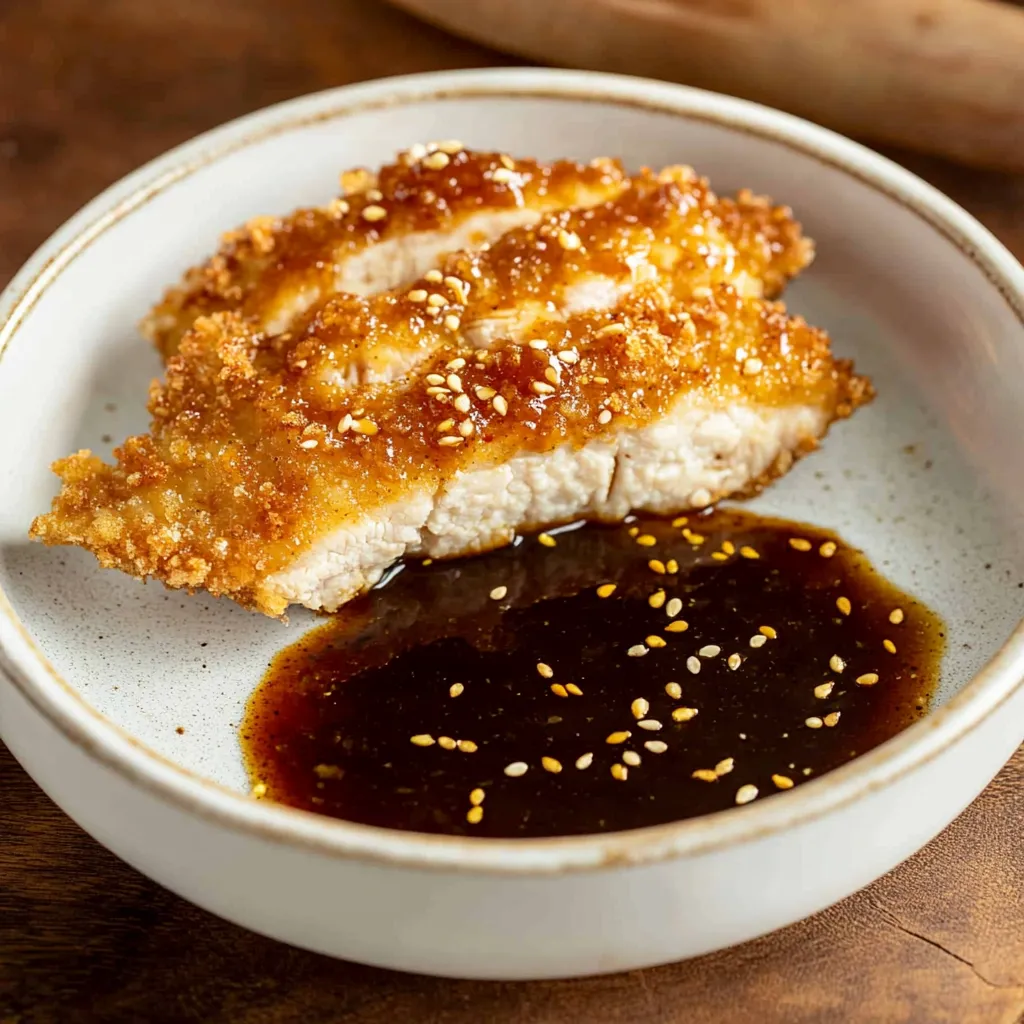 Une assiette garnie avec une sauce posée dessus.