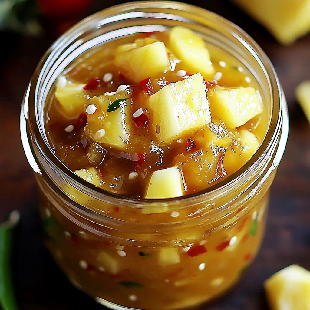 Un pot de chutney d’ananas.