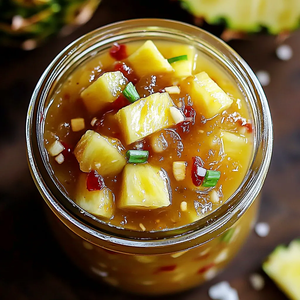 Un pot de chutney d’ananas.