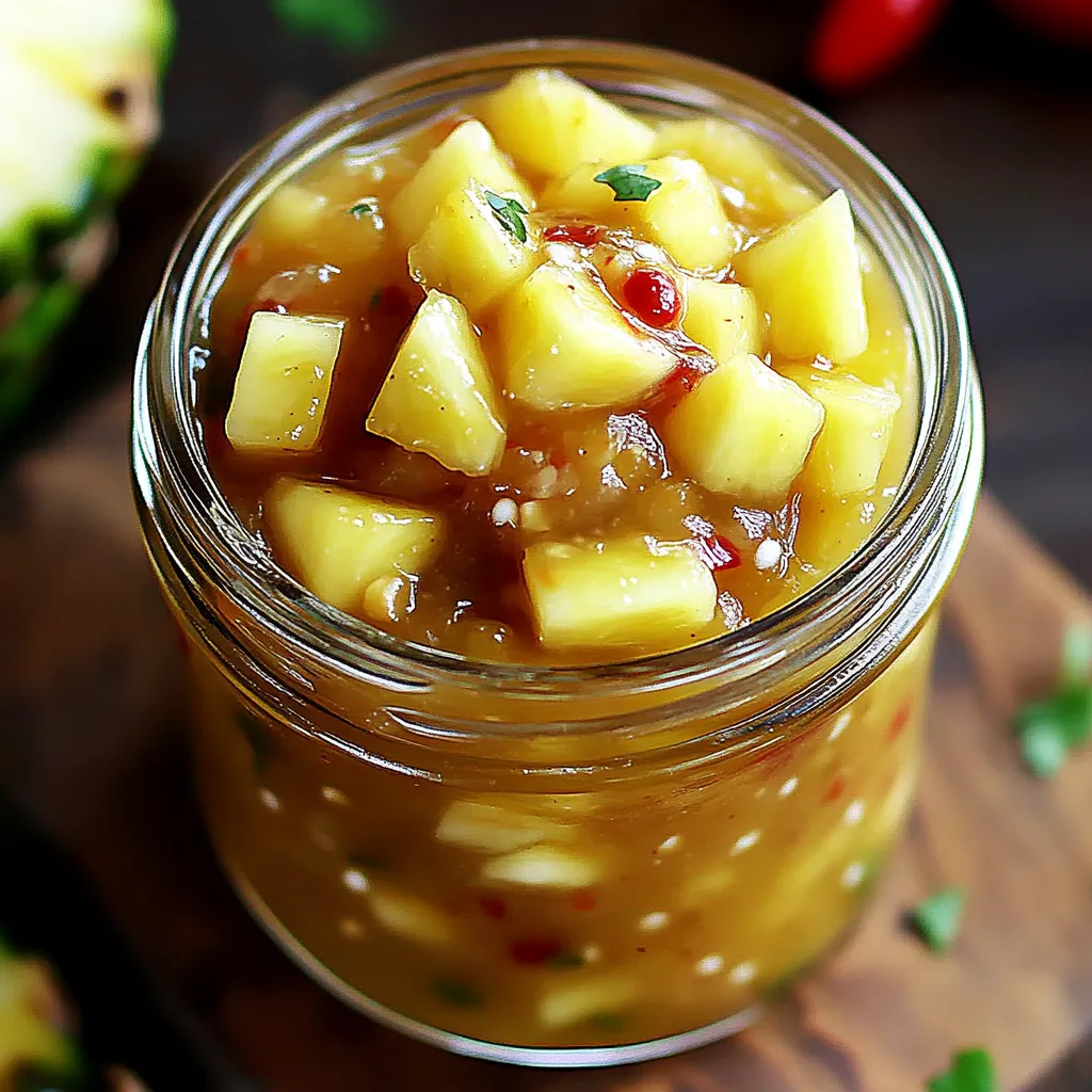 Un pot de chutney d’ananas.