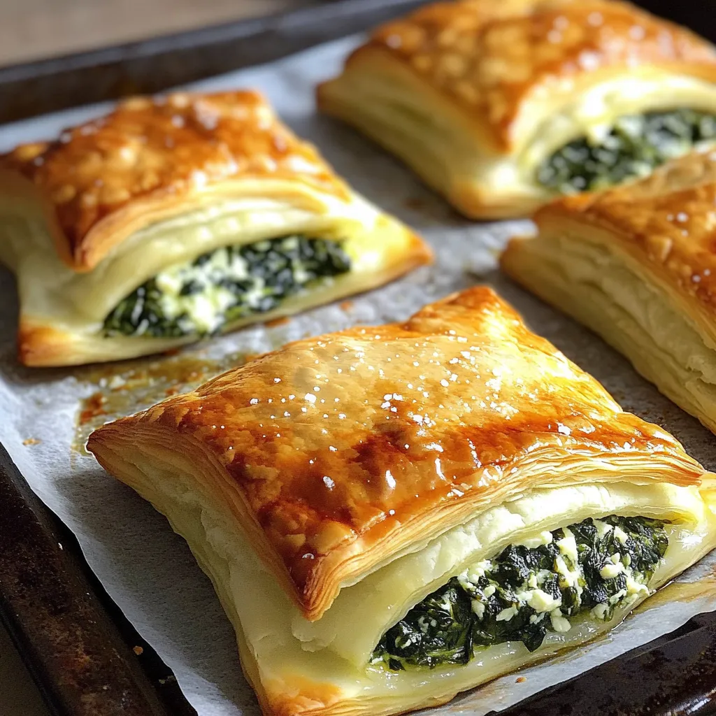 Un plateau garni d’un feuilleté aux épinards.