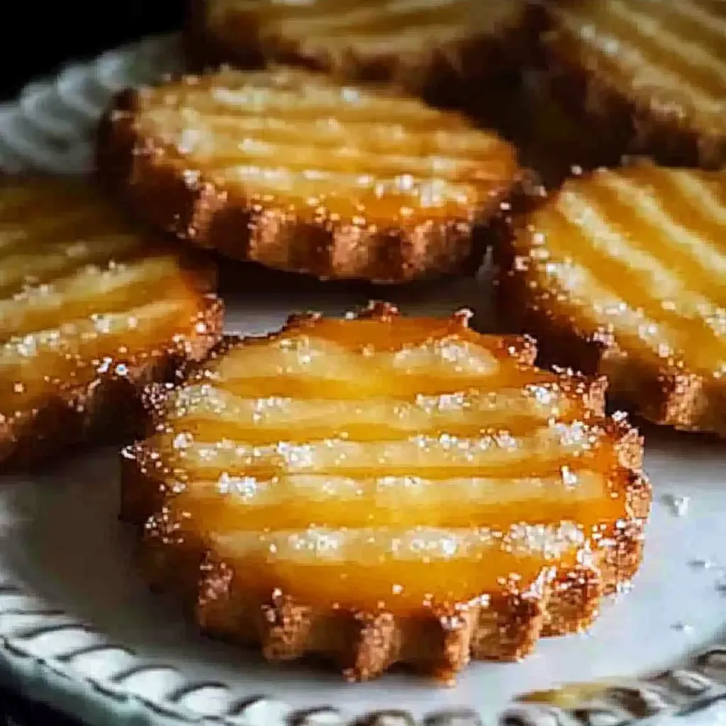Une assiette de biscuits saupoudrés de sucre.
