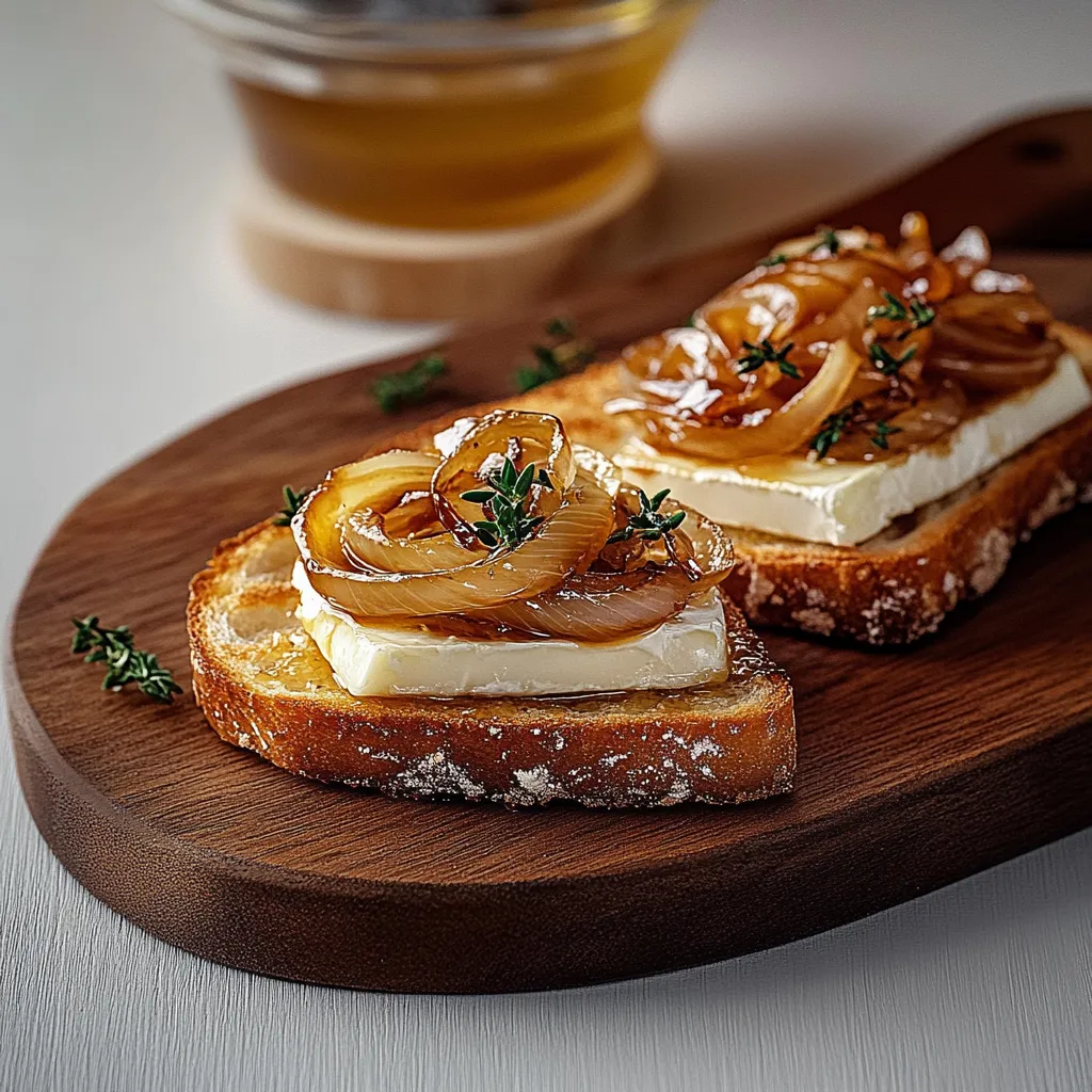 Deux tartines avec oignons et beurre.