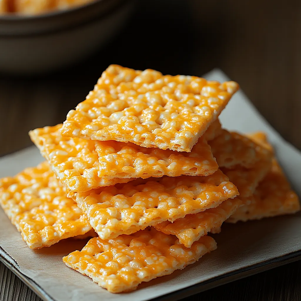 Petite pile de craquants au fromage sur une assiette.