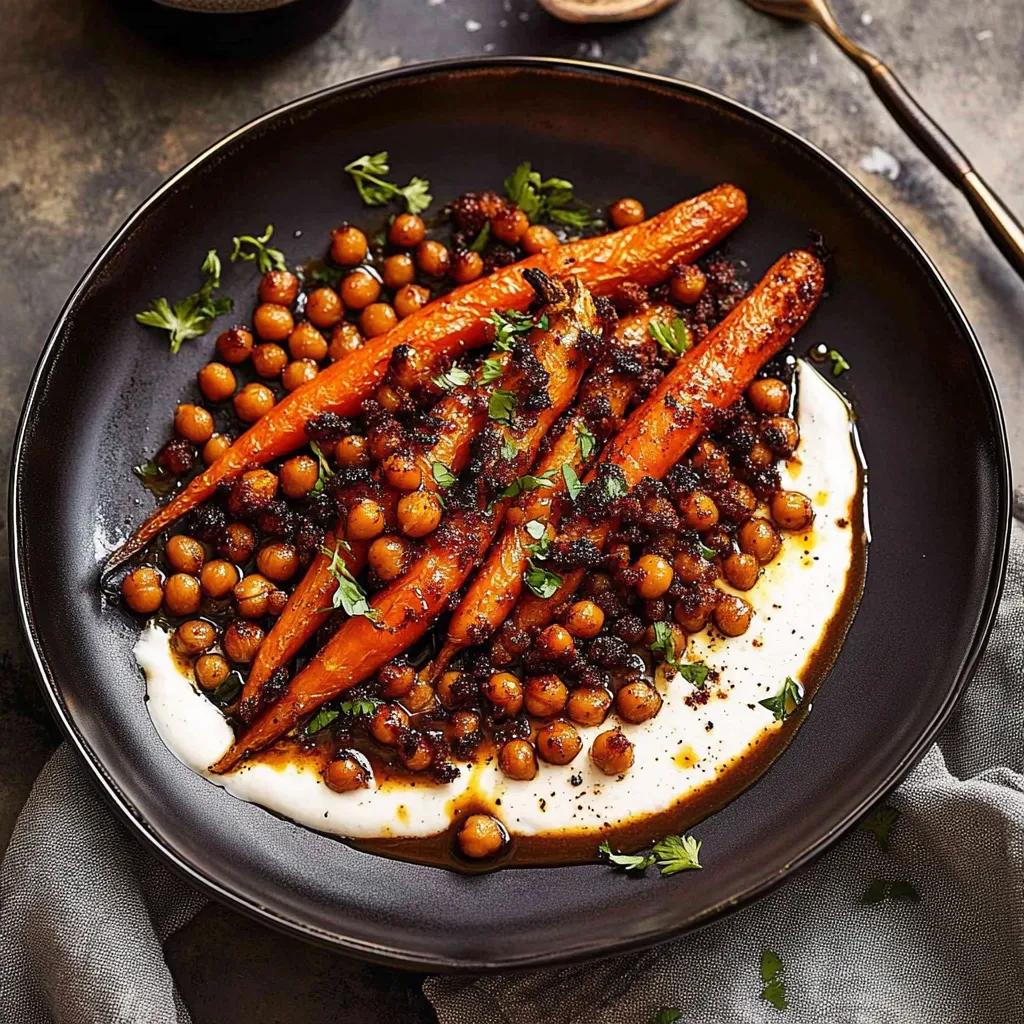 Une assiette de carottes et de pois chiches.