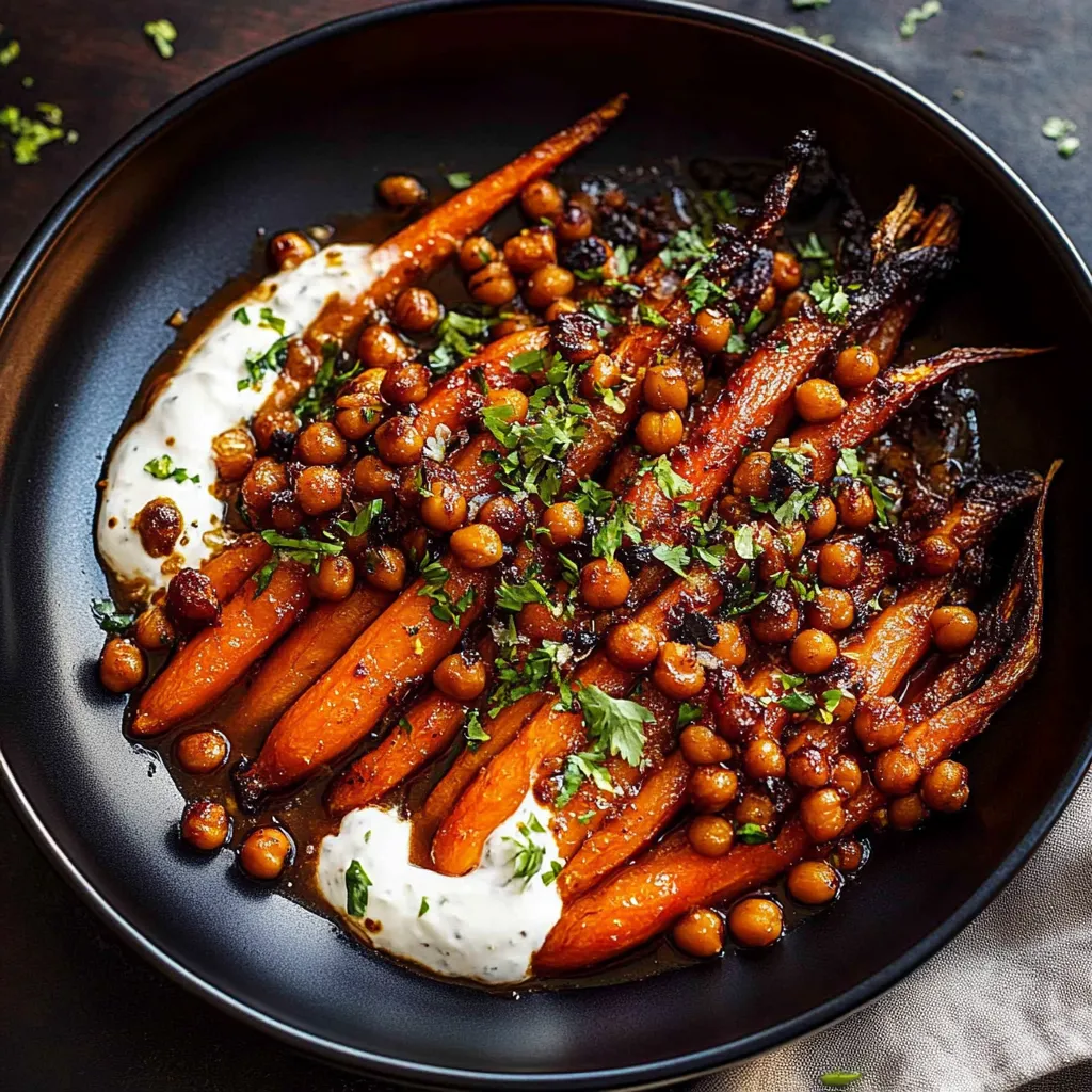 Une assiette de carottes et de pois chiches.