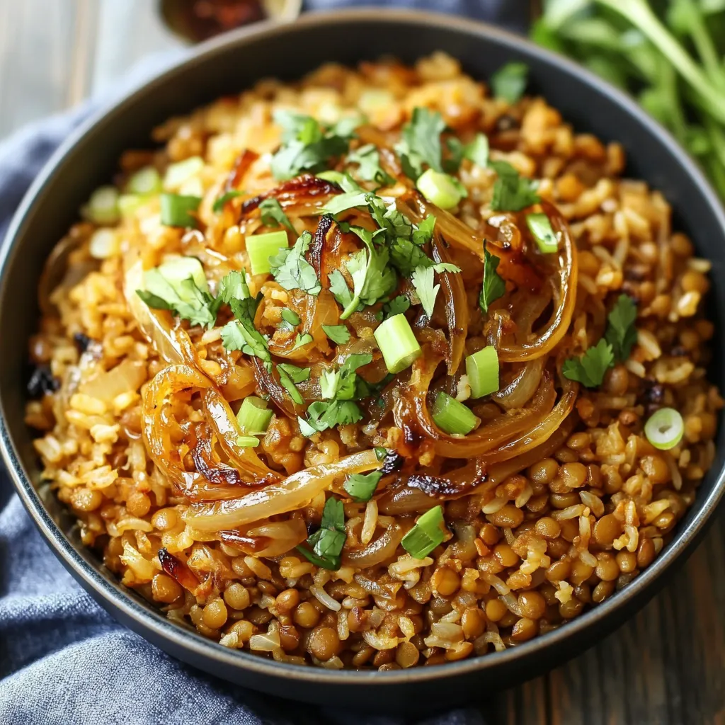 Un bol de riz avec oignons et fines herbes.