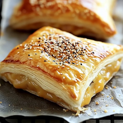 Deux pâtisseries garnies avec des graines sur le dessus.