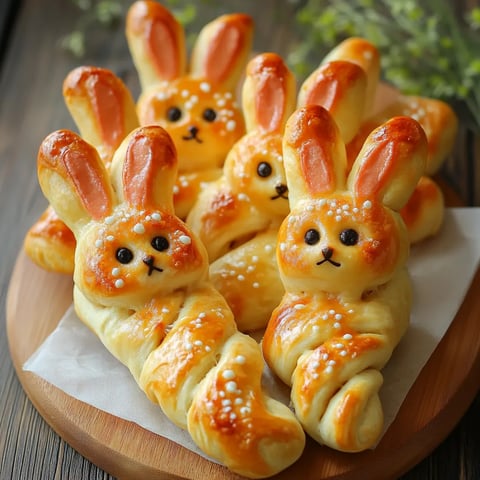 Assiette de petits pains en forme de lapins.