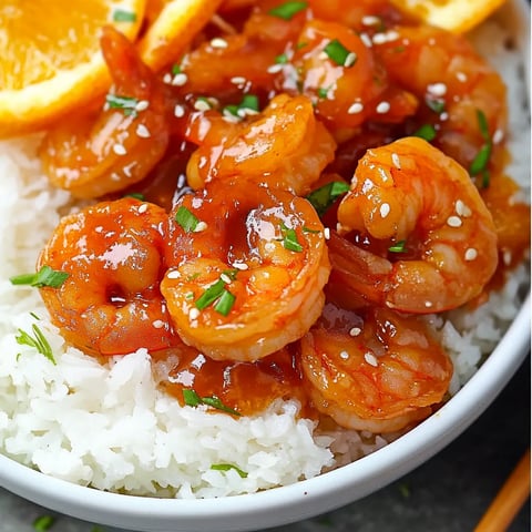 Un bol rempli de crevettes croustillantes et de riz avec une tranche d'orange.