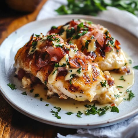 Une assiette de poulet nappé de sauce.