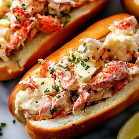 Two hot dogs with lobster meat on top.