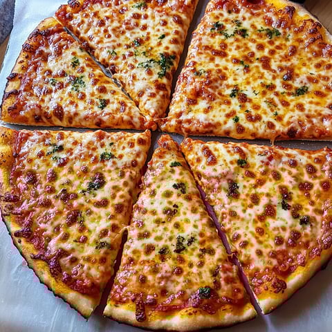 A pizza with cheese and spinach on it.