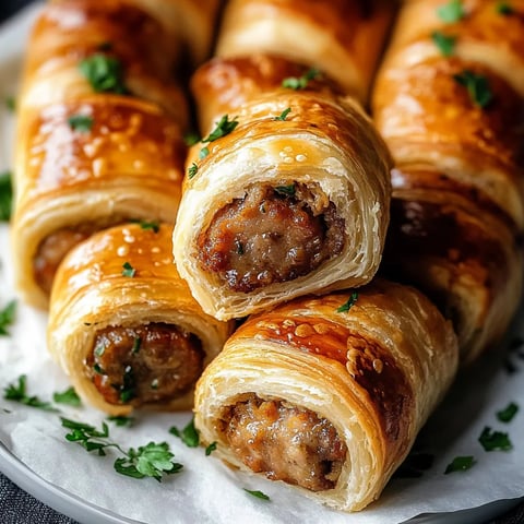 Une assiette avec un roulé à la viande et un croissant.