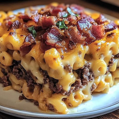 Une assiette appétissante avec du bacon et du fromage.