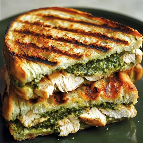 Un sandwich avec du poulet et des herbes vertes sur une assiette.