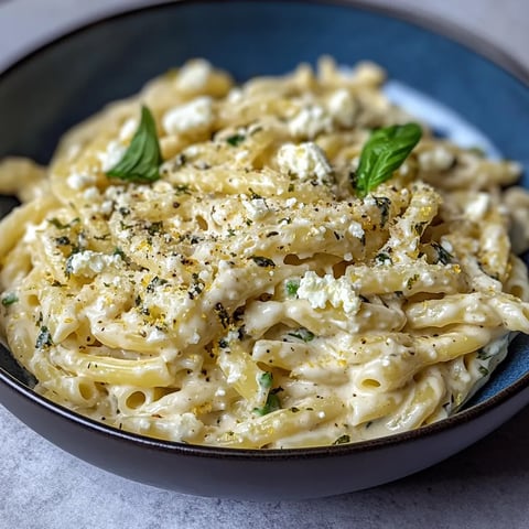 Un bol de pâtes avec du fromage et des herbes.