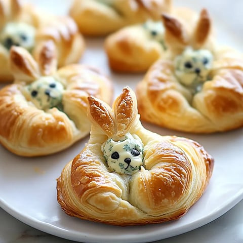 Une assiette de viennoiseries avec un petit pain en forme de lapin.