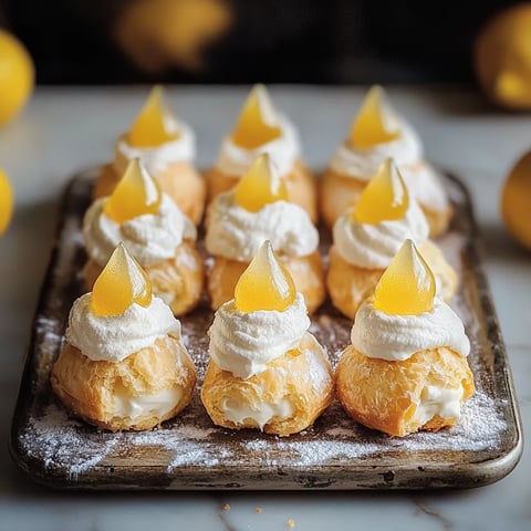 A tray of lemon meringue desserts.