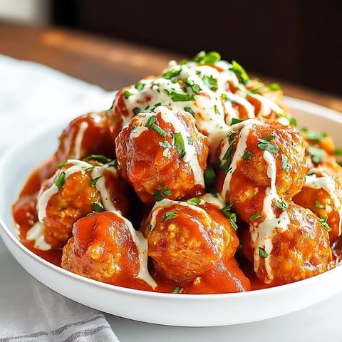Une assiette de boulettes avec sauce.