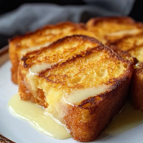 Golden crispy toast on a plate with sweet toppings.