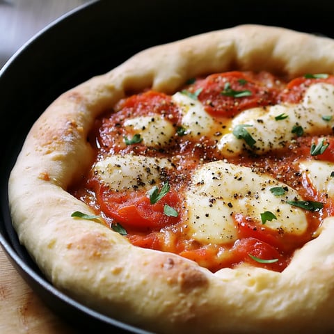 Une focaccia garnie de tomates et fromage.