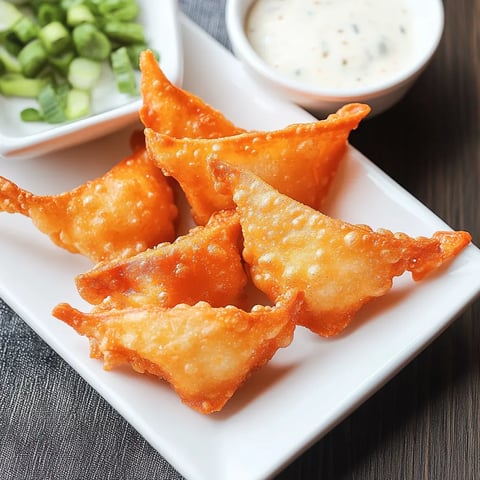 Une assiette garnie avec un bol de sauce.