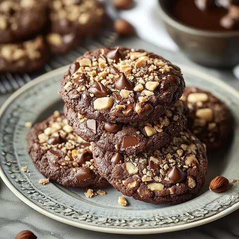 Assiette de cookies au chocolat avec un bol de sauce chocolatée.