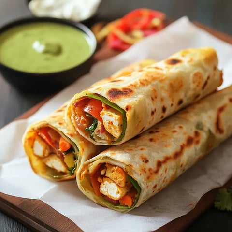 Deux wraps au poulet sur une table.