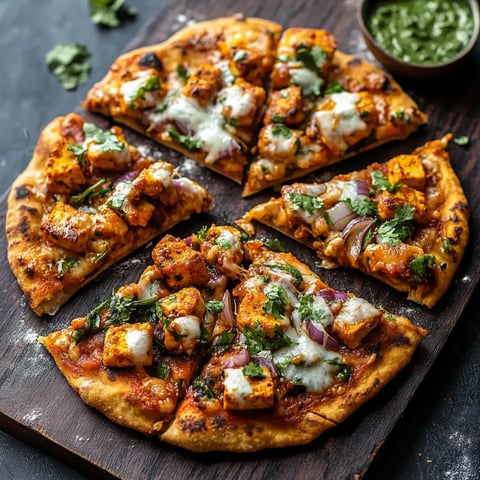 Une pizza garnie avec plein d’ingrédients colorés.