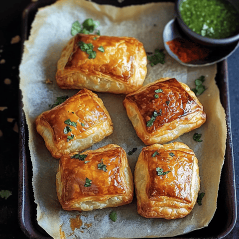 Quatre mini quiches sur un plateau.
