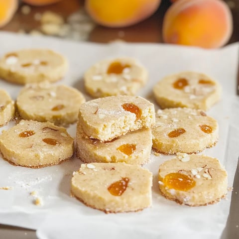 Une assiette de sablés surmontés de pêches.