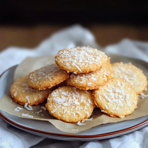 Quelques biscuits saupoudrés de coco sur une assiette.