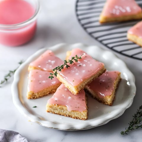 Assiette de sablés roses glacés au blanc.
