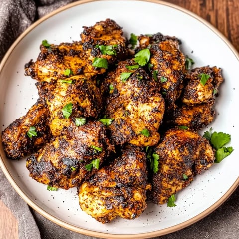Cuisses de poulet servies avec des herbes fraîches.