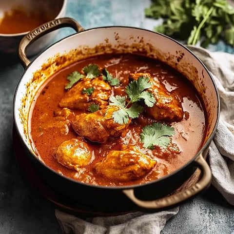 Un bol de poulet garniture verte.