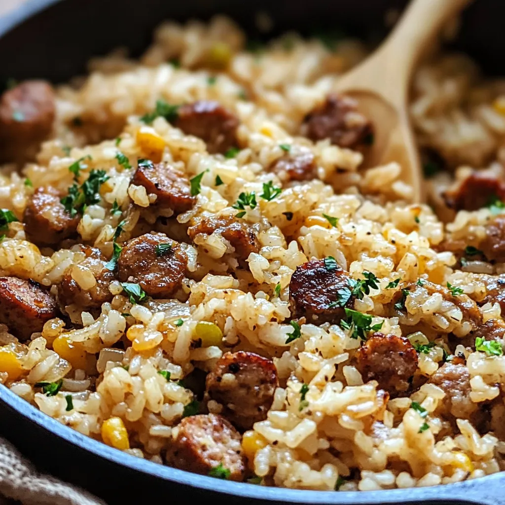 Délicieuse Poêlée de Saucisse et Riz