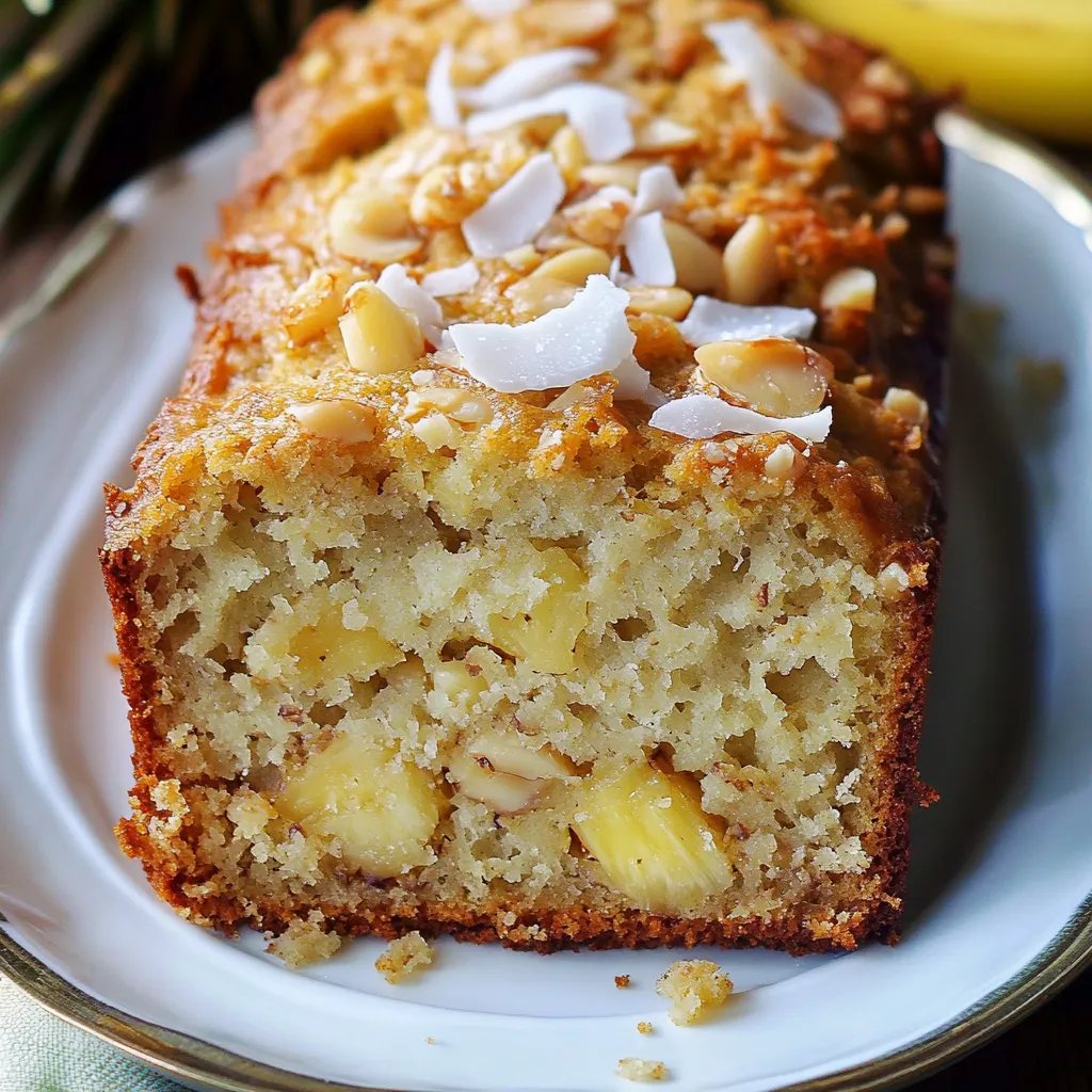 Pain à la Banane Tropical avec Ananas, Noix de Coco et Noix de Macadamia