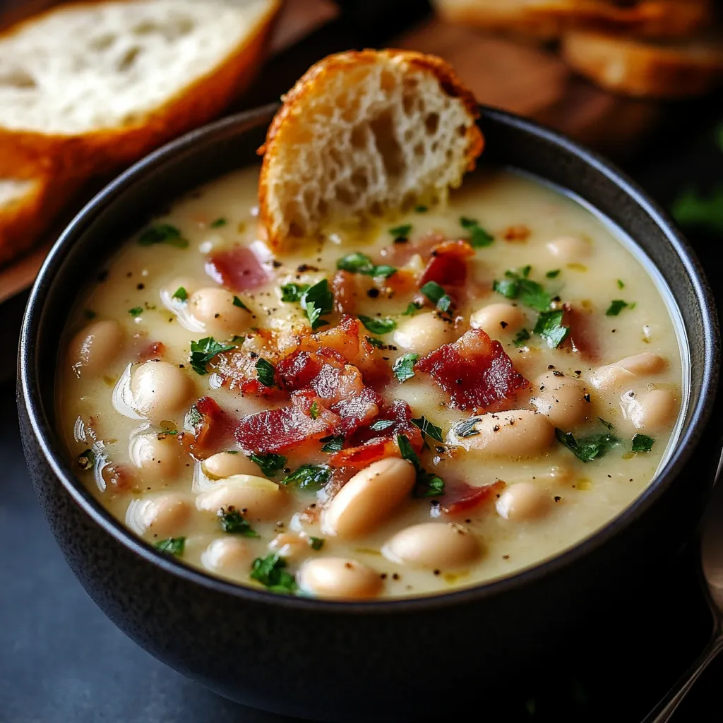 Soupe Facile aux Haricots Blancs et Lardons