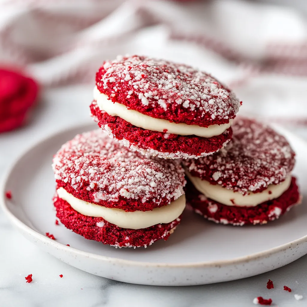 Délicieux Biscuits Sandwich Velours Rouge avec Crème au Fromage Frais