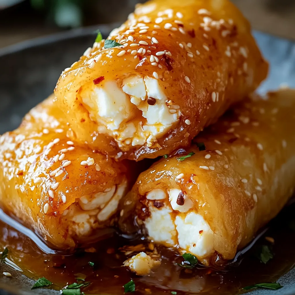 Délicieux Rouleaux de Feta au Four avec Miel Épicé